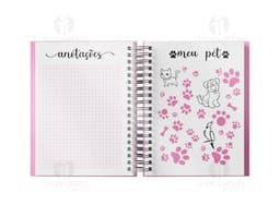 Planner Percalux Anual com capa dura, folhas em branco e marcador de página.