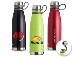 Garrafa térmica de 1,1 litros em plástico transparente, com tampa marrom e design elegante. Ideal para armazenar bebidas