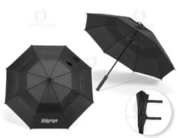 Guarda-chuva em poliéster 100%, com design aberto e colorido em forma de presente, decorado com laço e fita. Ideal para