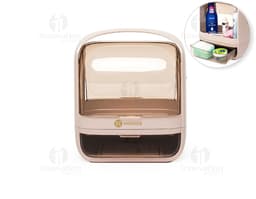 Caixa organizadora de cosméticos em acrílico transparente, com divisórias internas para guardar maquiagens e acessórios de
