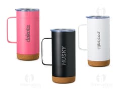 Caneca térmica de 500ml com revestimento de cortiça.