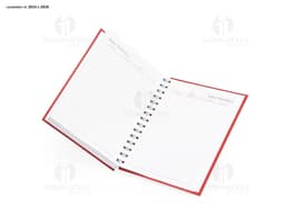 Agenda Diária 2025 Wire-o em um ambiente de escritório com notebook, papel em branco, pastas, envelopes, mensagens