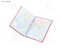 Agenda Diária 2025 Wire-o em um ambiente de escritório com notebook, papel em branco, pastas, envelopes, mensagens
