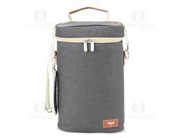 Porta-Garrafas Térmico Duplo em aço inoxidável com design elegante e alça para facilitar o transporte. Ideal para manter a
