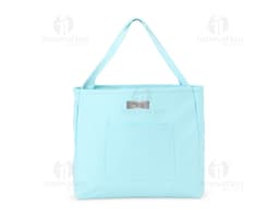 Bolsa de Lona quadriculada nas cores verde e branca, com alça de ombro e fecho de zíper na parte superior.