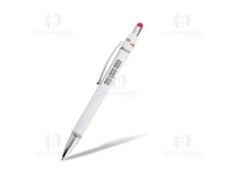 Caneta metal touch antiestresse, na cor prata, com ponta touch screen e design elegante.