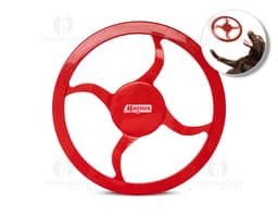 Frisbee para Pet de borracha azul e verde, com design circular e textura antiderrapante.
