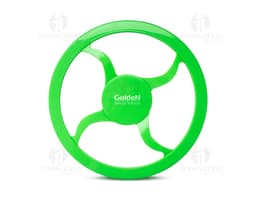 Frisbee para Pet de borracha azul e verde, com design circular e textura antiderrapante.