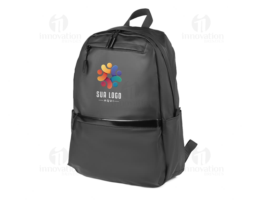 Mochila para Notebook preta de couro, moderna e espaçosa, com alça de ombro ajustável, ideal para viagens, negócios, escola