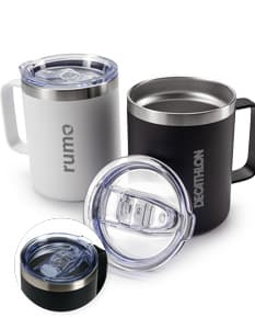 Caneca Térmica de 350ml, ideal para manter a temperatura da bebida por mais tempo. A caneca é de cor branca e possui tampa
