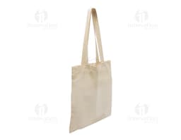 Sacola de Algodão marrom com alça e fecho de zíper. Vazia, elegante e moderna. Adorno de luxo em estilo casual para compras
