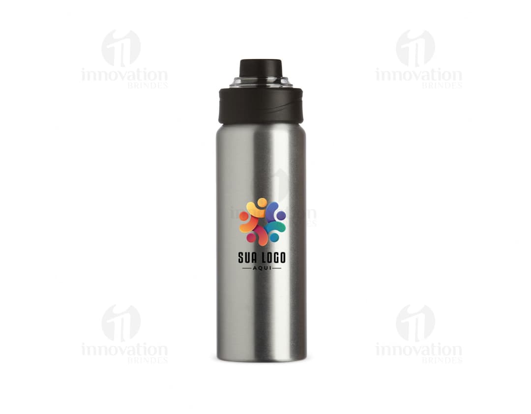 Squeeze Alumínio 800ml na cor azul, com tampa de rosca e bico retrátil.