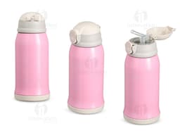 Garrafa térmica de 550ml em aço inoxidável com tampa rosqueável e design moderno.