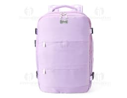 Mochila de viagem preta de 41 litros em couro sintético com zíper, alça de mão e alça de ombro ajustável. Ideal para