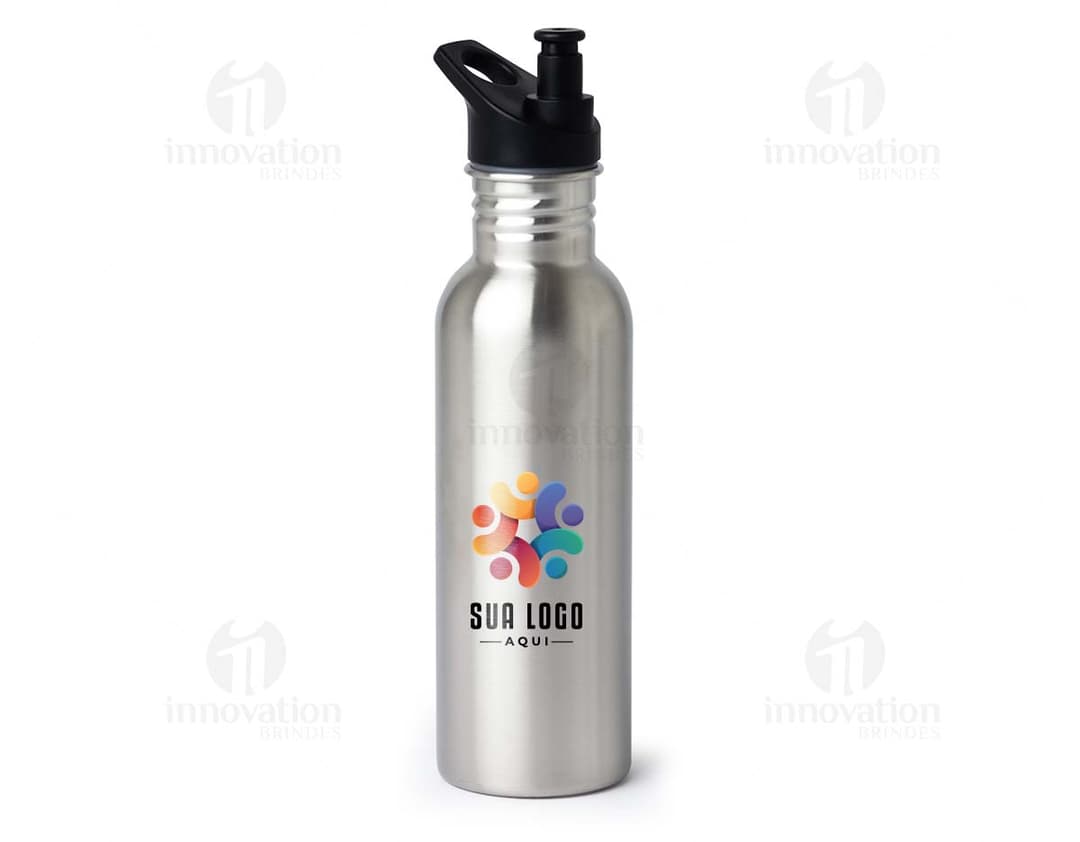 Squeeze Inox 700ml em fundo branco, com tampa de rosca e design elegante.