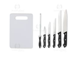 Kit Churrasco 7 Peças em aço inoxidável com maleta de transporte.