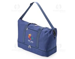 Bolsa Oxford 19 litros em cor azul, com alças de ombro e bolsos externos.
