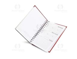 Agenda Diária 2025 com capa preta, espiral, espaço para escrever notas, listas e compromissos, design moderno, feita em metal