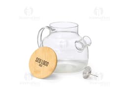 Chaleira de vidro com capacidade para 1 litro, ideal para preparar chá ou café. Fabricada com material transparente e