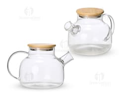 Chaleira de vidro com capacidade para 1 litro, ideal para preparar chá ou café. Fabricada com material transparente e