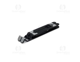 Suporte retrátil para notebook em metal prateado, design industrial e tecnológico. Inclui suporte, assento, Equipamento