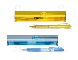 Kit estojo com caneta plástico contendo writing implement, pencil, straightener, device, pen, school, education, ballpoint