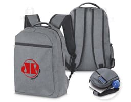 Mochila para Notebook na cor preta, com compartimento acolchoado para laptop e bolsos frontais para acessórios. Alças
