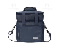 Bolsa Térmica de 10 litros em cor azul, com alça ajustável e zíper na parte superior.