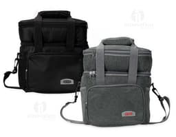 Bolsa Térmica de 10 litros em cor azul, com alça ajustável e zíper na parte superior.
