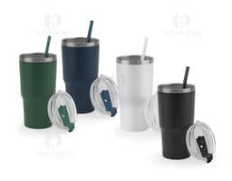 JOYNER M Copo de viagem compacto em aço inox 91 reciclado com parede dupla isolada a vácuo e acabamento mate 600 mL