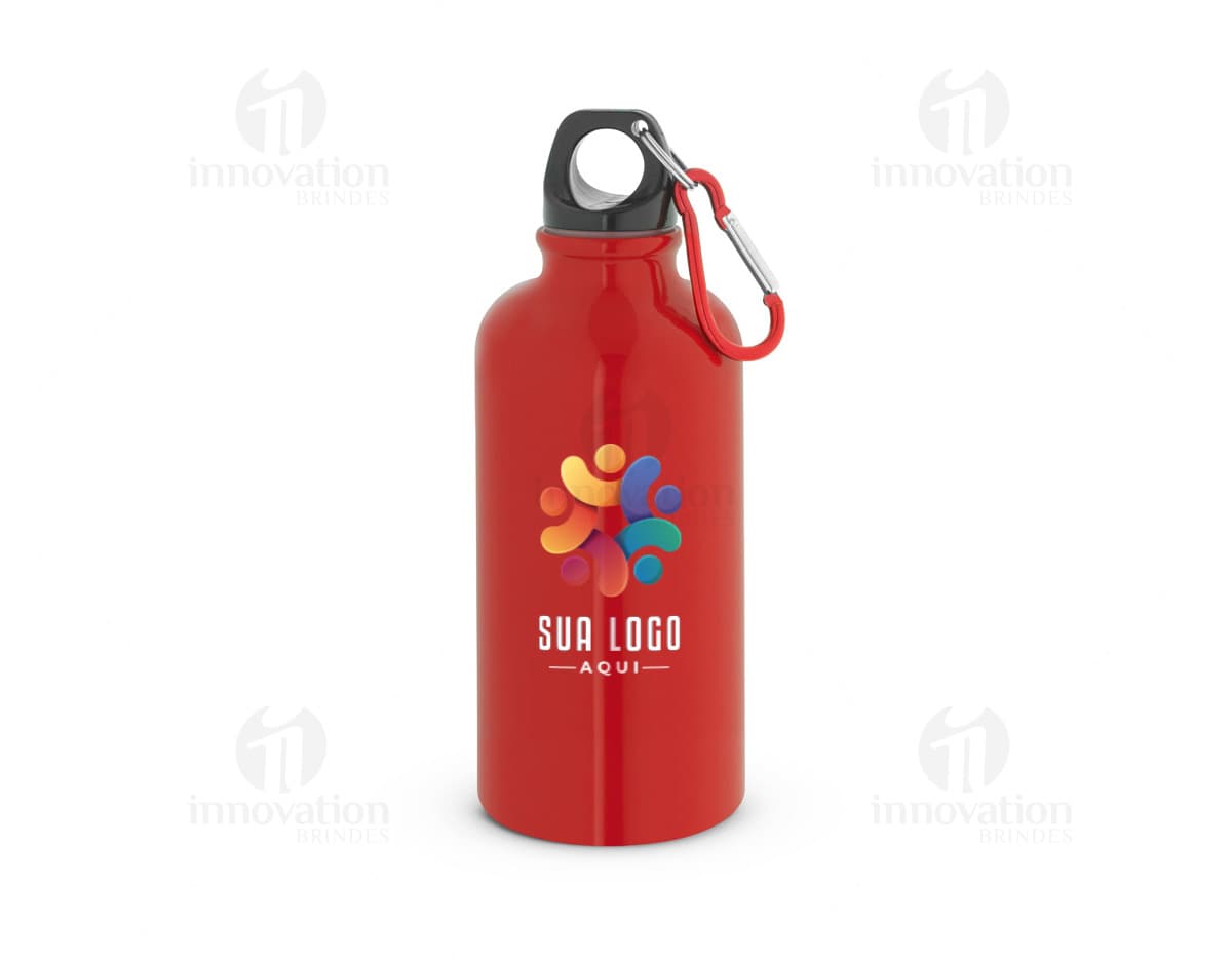 KARSTEN M Squeeze esportiva em aço inox de parede simples e acabamento brilhante com mosquetão 560 mL