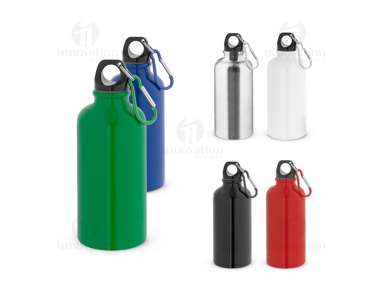KARSTEN M Squeeze esportiva em aço inox de parede simples e acabamento brilhante com mosquetão 560 mL