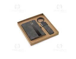 VAUGHN Conjunto composto por um portacartões e chaveiro ambos em metal e poliéster reciclado 30 rPET