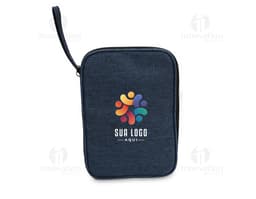 Necessaire para kit tecnológico contendo bolsos e compartimentos para organização de cabos, carregadores e acessórios