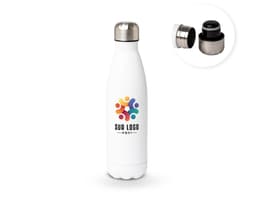 Garrafa térmica de 500ml em inox, com tampa de rosca e design moderno.