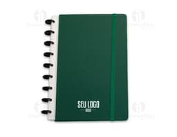 Produto: Caderno de Disco Descrição: Um caderno de capa dura com design moderno, possui um sistema de discos para fácil