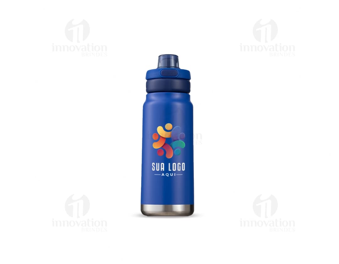 Garrafa térmica 750ml de plástico transparente, com tampa, objeto saudável para armazenar líquidos, como água e bebidas.
