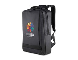 Mochila para notebook em Poliéster 300D preta, com alça de couro, zíper, estilo business, moderno e elegante para viagens e