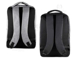 Mochila para notebook em Poliéster 300D preta, com alça de couro, zíper, estilo business, moderno e elegante para viagens e