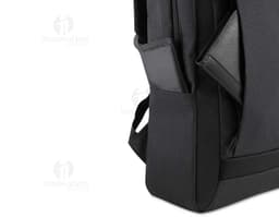 Mochila para notebook em Poliéster 300D preta, com alça de couro, zíper, estilo business, moderno e elegante para viagens e