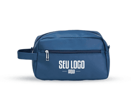 Nécessaire de couro sintético preto com zíper, ideal para guardar dinheiro, cartões, documentos e outros objetos pessoais.