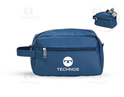 Nécessaire de couro sintético preto com zíper, ideal para guardar dinheiro, cartões, documentos e outros objetos pessoais.