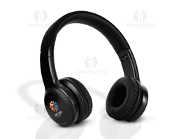 Fone de ouvido Bluetooth preto de metal, tecnologia moderna, sem fio, design elegante, ideal para ouvir música com alta