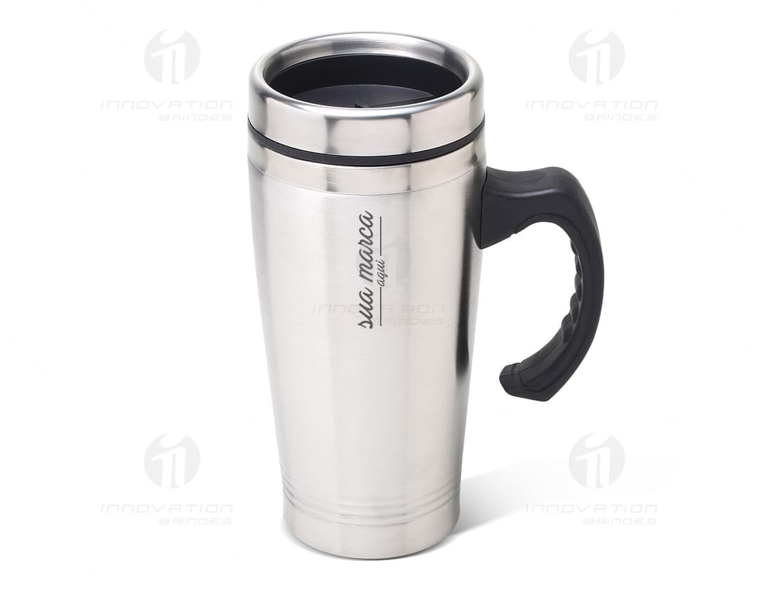Caneca de metal de 450ml com design elegante e durável, perfeita para o seu café ou chá favorito. Leve, prática e resistente