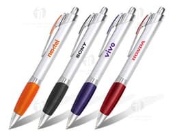 Caneta plástica de alta qualidade, ideal para uso no escritório, estudos ou negócios. Com acabamento brilhante e tinta