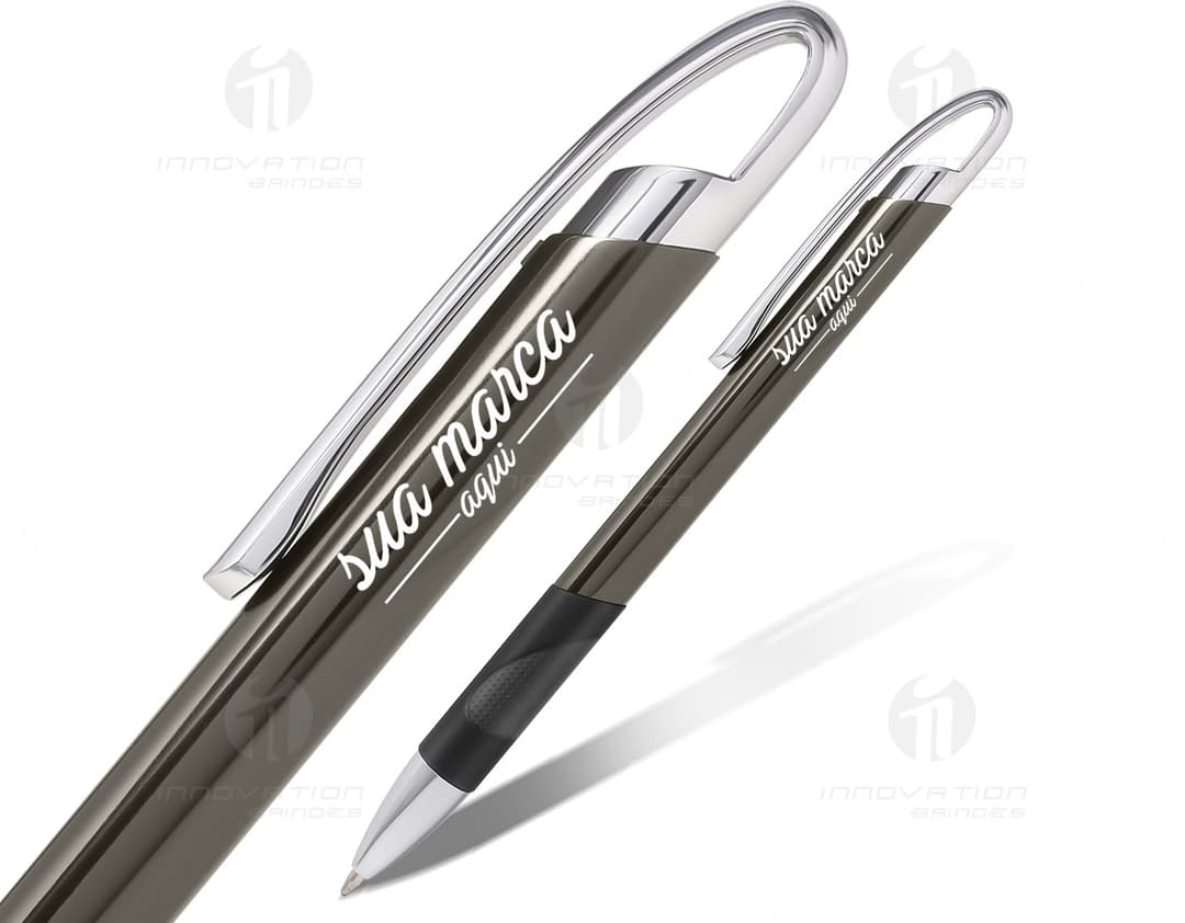 Caneta de metal elegante e sofisticada para uso em escritório. Com acabamento metalizado e ponta afiada, ideal para