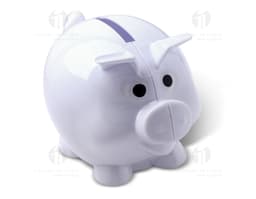 Cofrinho de porquinho em plástico cor-de-rosa, com design de porquinho, ideal para economias e guardar dinheiro.