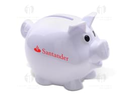 Cofrinho de porquinho em plástico cor-de-rosa, com design de porquinho, ideal para economias e guardar dinheiro.