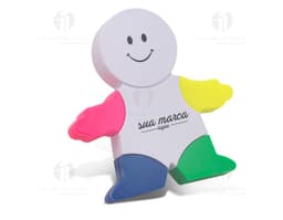 Caneta plástica com marca texto - 10. Ilustração de um personagem de negócios usando a caneta. Ideal para crianças e adultos