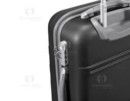 Mala de viagem preta moderna de metal - espaçosa e resistente, perfeita para seus negócios ou viagens domésticas.